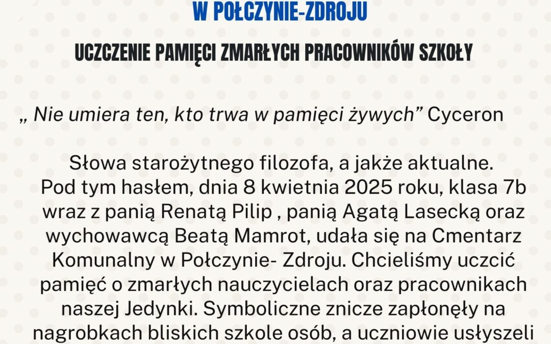 Uczczenie pamięci zmarłych pracowników szkoły – 80-lecie szkoły